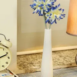 Tayhaa White Glass Stylish Semi Opaque Flower Vase - Set of 1-39