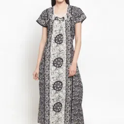 Secret Wish Black & White Printed Nighty-image-85