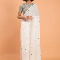 Suta White Embellished Saree Without Blouse-picture-21
