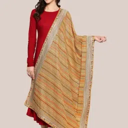 Dupatta Bazaar Mustard Embroidered Dupatta-picture-43