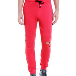 Masculino Latino Red Cotton Regular Fit Joggers-image-19