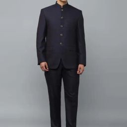 Louis Philippe Navy Blue Regular Fit Self Pattern Two Piece Suits-image-15