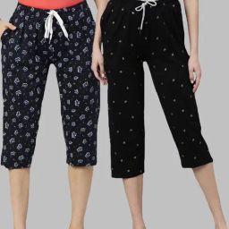 Kryptic Blue & Black Printed Capris - Pack of 2-image-50