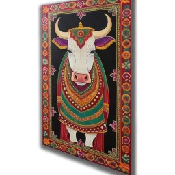Nestroots Sacred Indian Cow Canvas Collection Stretch Canvas Frame Wall Painting - Set of 3 image 4
