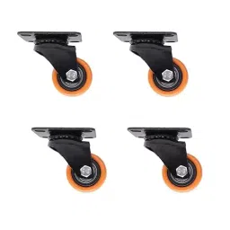 Implemental Moving Swivel Castor Wheel without Locking 2 inch Polyurethane Black & Orange for Multipurpose, ‎65489 (Pack of 4)-23