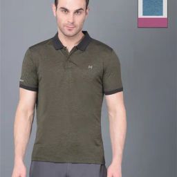 Force NXT Olive & Blue Regular Fit Sports Polo - Pack Of 2-image-39