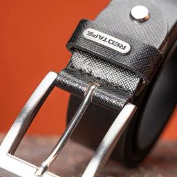 Red Tape Black Leather Textured Formal Belt for Men-image-15