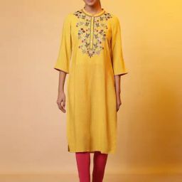 Aurelia Yellow Embroidered Straight Kurta-picture-42