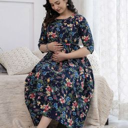 Nayo Floral Print Maternity Maxi Dress-image-96