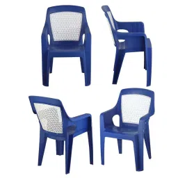 Maharaja SAFARI-114 Plastic Chair White & Blue (Set of 4)-picture-44