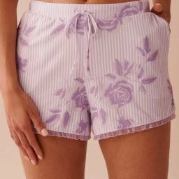 La Vie En Rose Purple Polyester Printed Shorts-picture-6