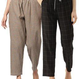 Kryptic Brown & Black Cotton Checks Lounge Pants (Pack Of 2)-picture-42