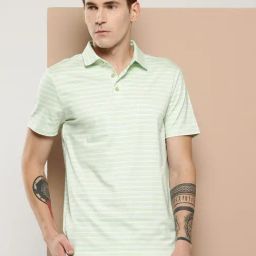 Alcis Green Stripes Regular Fit Stripes T-Shirt-image-23
