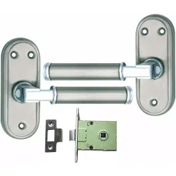 Atom Stainless Steel, Zinc Alloy Silver Door Handle Lock Set, SkodaSS.210-picture-31