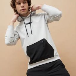 Kappa Light Grey Regular Fit Colour Block Hooded Sweatshirt-picture-15
