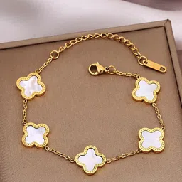 Designs & You Gold Plated Stainless Steel White Link Bracelet-37