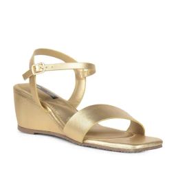 Bata Women's Gold Ankle Strap Wedges-image-51