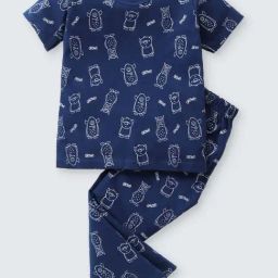 Nite Flite Kids Picasso Blue Cotton Printed T-Shirt Set-image-77