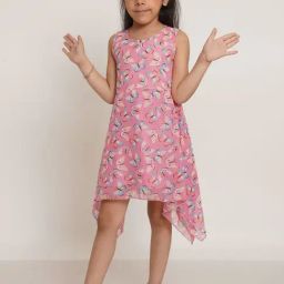 Creative Kid'S Girls Pink Regular Fit Printed Dress-image-82