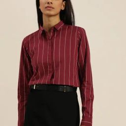Hancock Maroon Cotton Striped Shirt-picture-15