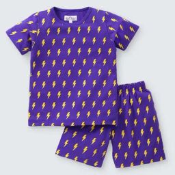 Nite Flite Kids Purple Cotton Printed T-Shirt Set-image-99