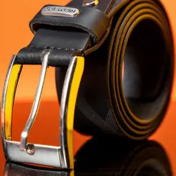 Red Tape Black Leather Textured Formal Belt for Men-picture-47