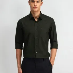 Arrow Dark Green Cotton Slim Fit Shirt-picture-18