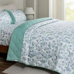 Maspar Blue Cotton Printed Double Quilt-image-82