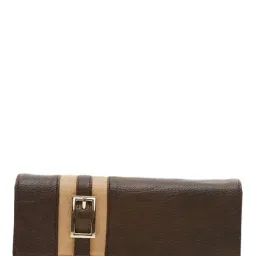 Esbeda Dark Brown & Beige Paneled Flap Wallet-48