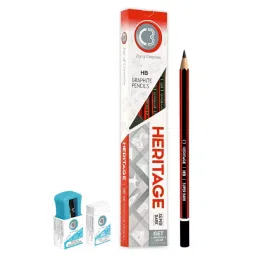 C3 Heritage Super Dark HB Graphite Pencil 172 mm Length 10 pcs Box with Sharpener and Eraser, 7024-9