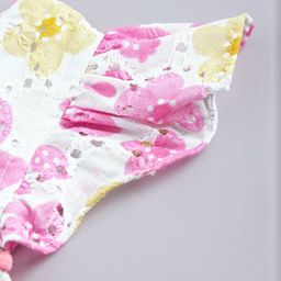 Hopscotch Girls Floral Print Flutter Sleeves Cotton Fit & Flare Dress-picture-17
