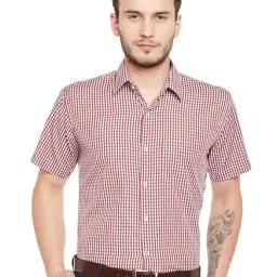 Hancock Maroon Checks Half Sleeves Shirt-image-2