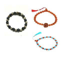 Divine souvenirs Unisex Set Of 3 Artificial Beaded Elasticated Bracelets image 1