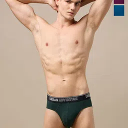 URBAN ADVENTURE 3-Pcs Mid-Rise Anti-Bacterial Basic Briefs 3UAM-002(GREEN-LAGOON-WINE)-image-15