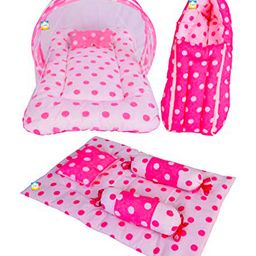 Kwitchy Combo of Baby Mattress with Net Sleeping Bag 4 Pcs Bedding Set - Pink-17