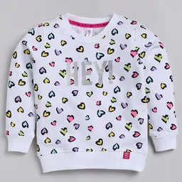 giniekids Full Sleeves Heart Printed & Hey Text Printed Sweatshirt - Off White-picture-29