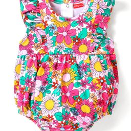 Babyhug 100% Cotton Knit Sleeveless  Onesie with Floral Print - Multicolour-image-18