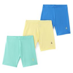 Pine Kids Cotton Lycra Knit Knee Length Solid Color Cycling Shorts Pack Of 3 (Colour May Vary)-image-16