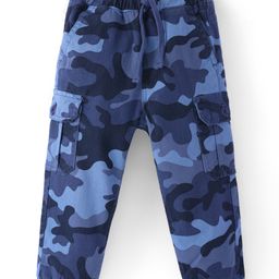 Babyhug Twill Full Length Stretchable Trouser with Camouflage Print - Blue-image-65