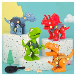 VGRASSP DIY Assembly STEM Toy Kit - 4 Pcs DIY Dinosaurs Toy Set for Kids With 1 Screw Driver - Puzzle Dino Building Kit for 3 4 5 6 7 8 9 10 11 12 Year Old Boys and Girls - Color May Vary-2
