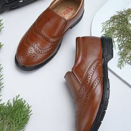 Stefens Perforated Slip On Shoes - Tan-image-50