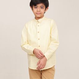 Campana 100% Cotton Full Sleeves Solid Shirt - Lemon Yellow-image-45
