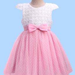 Mark & Mia Woven Cap Sleeves Party Dress with Polka Dots Print Sequin & Bow Applique - Pink-image-37