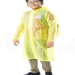Viva Rainwear PVC Full Sleeves Abstract Designed Transparent Raincoat - Neon Green-image-52