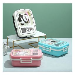 SANJARY 3 Compartment Stainless Steel 750ml Lunch Box 70ml bowl for kids color design may vary-image-9