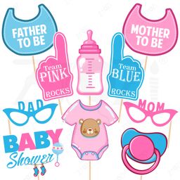 Zyozi Baby Shower Decorations Party Photo Booth Props Pink and Blue - 10 Pcs-picture-16