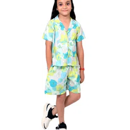 Tilism Knit Half Sleeves Floral Printed Shirt & Shorts Coordinating Night Suit Set - Multi Colour-picture-13