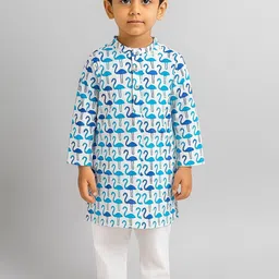 Sangria Infant Boys Printed Cotton Kurta with Pyjama Set-picture-21