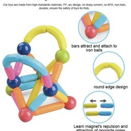 ARCADE TOYS Magnetic Sticks Building Blocks & Stacking Toy for Kids(64 blocks) - Multicolour image 3