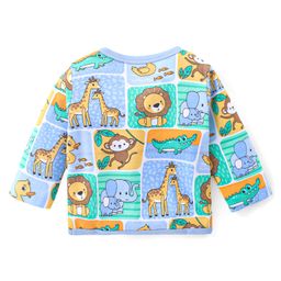Babyhug Interlock Knit Full Sleeves Front Open Vests With Animal Print Pack of 3 - Multicolor image 3